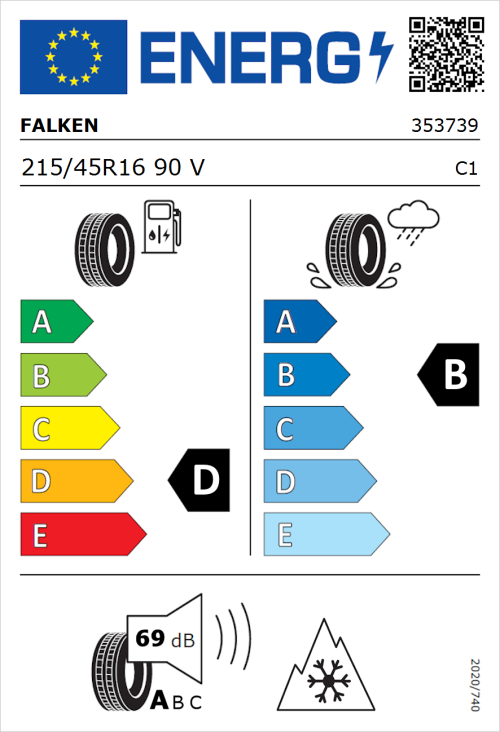 Tyre Label for Falken Eurowinter HS02 215/45R16 90V