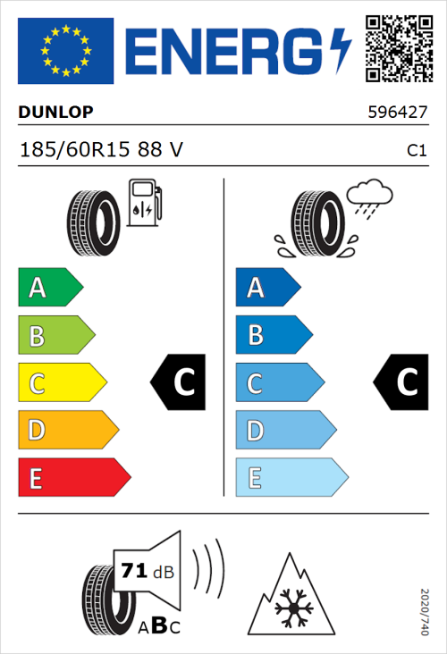 Tyre Label for Dunlop All Season 2 185/60R15 88V