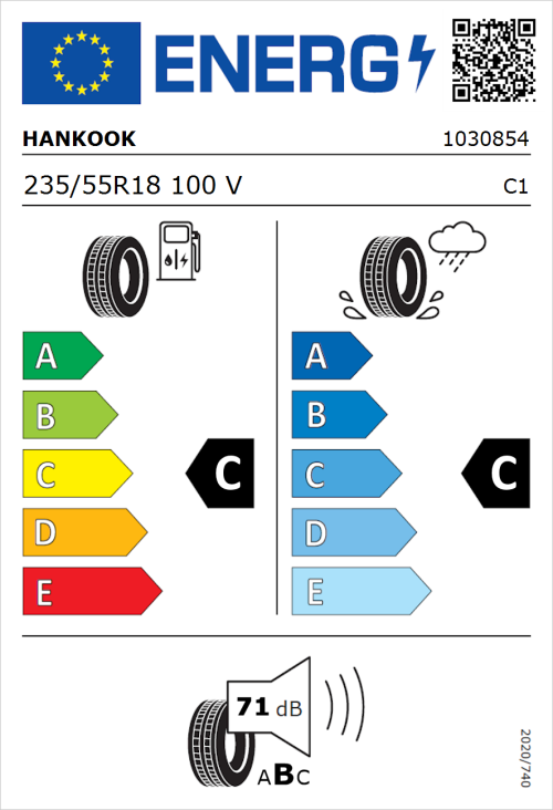 Tyre Label for Hankook Dynapro HPX 235/55R18 100V
