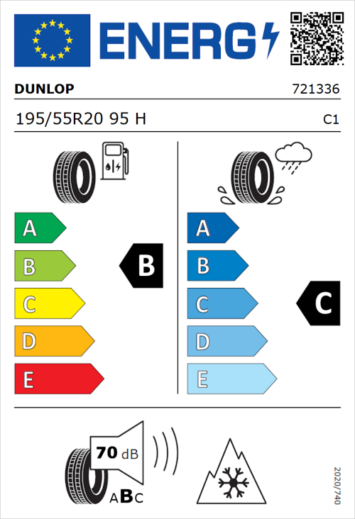 Tyre Label for Dunlop All Season 2 195/55R20 95H