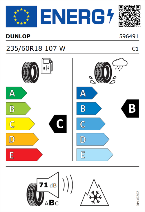 Tyre Label for Dunlop All Season 2 235/60R18 107W